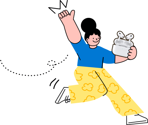 에어팟 든 여자 일러스트