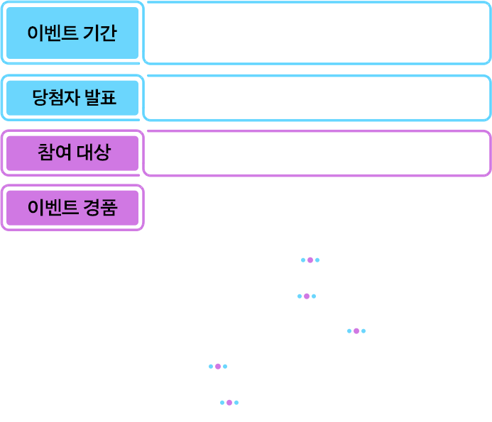이벤트 기간 2025. 12. 18.(목) 09:00 ~
2025. 12. 31.(수) 23:00 | 당첨자 발표 2026. 1. 14.(수) | 참여대상 2026. 1. 14.(수) | 이벤트 경품 Apple 2025 맥북 에어 13 M4 (색상랜덤) 1명 / Apple 2025 에어팟 프로 3 MFHP4KH/A 1명 / 도미노피자 (오리지널)슈퍼슈프림 L + 콜라1.25L 25명 / BHC 후라이드 + 콜라 1.25L 50명 / 스타벅스 아이스 아메리카노 T 250명